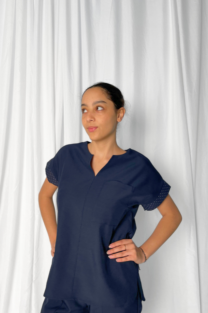 JOCELYN SET NAVY POLKA DOT CONTRAST