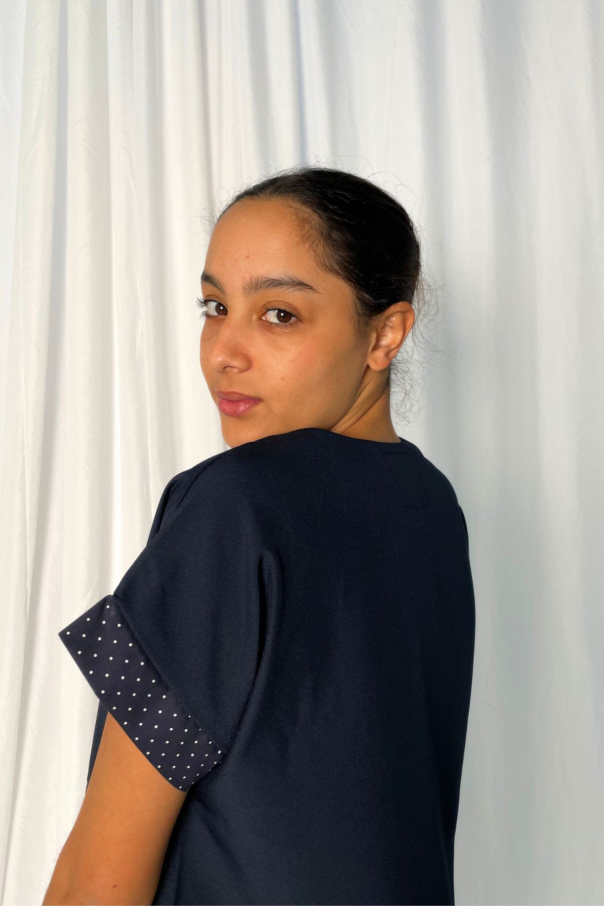 JOCELYN SET NAVY POLKA DOT CONTRAST